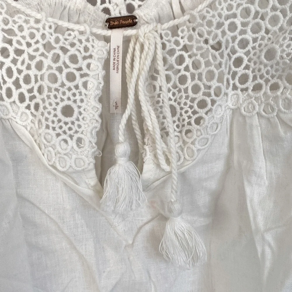 (BN1) Free People Clover Croft Tank‎ Top in White, Size Small, NWT
